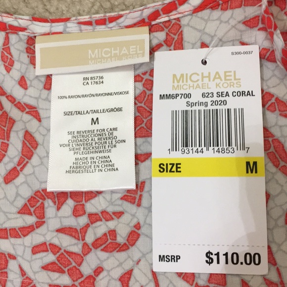 NWT MICHAEL Michael Kors “Sea Coral” Swim Cover-Up Tunic Dress - Picture 9 of 9